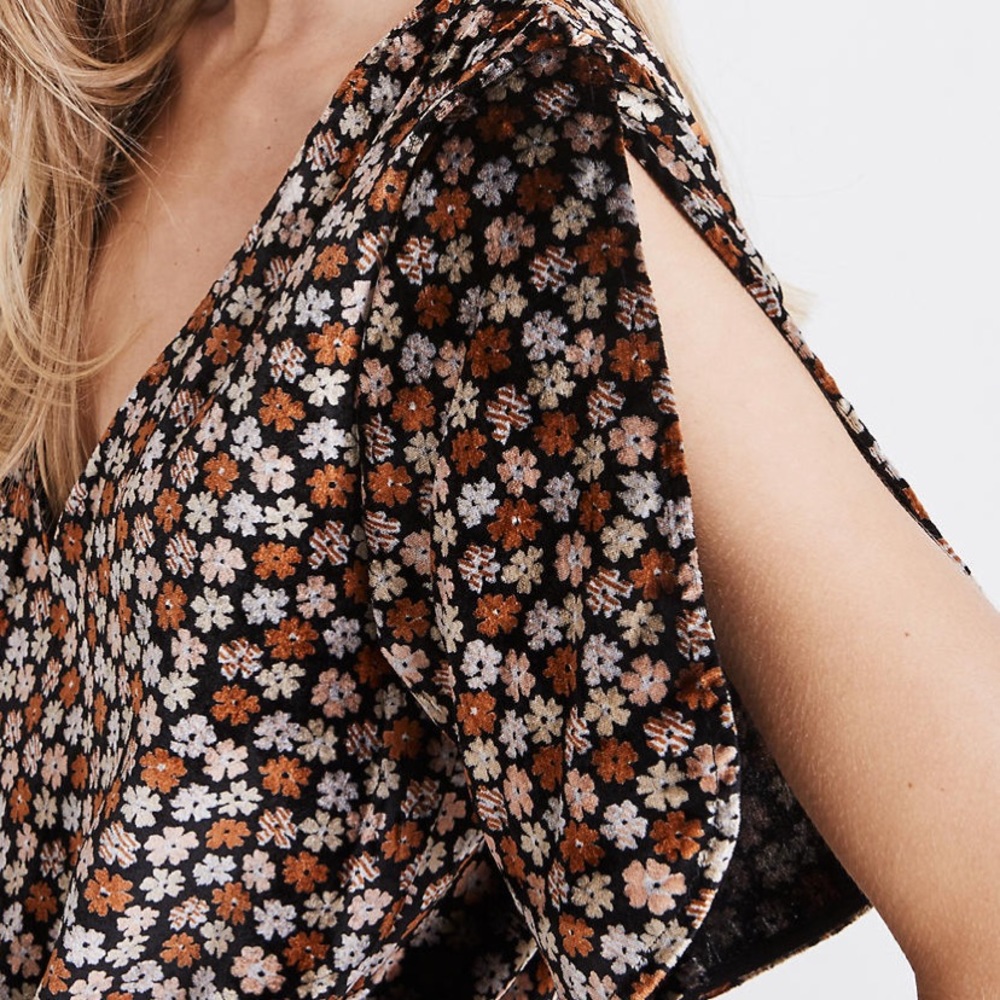 Madewell Velvet Tulip-Sleeve Ruffle Top